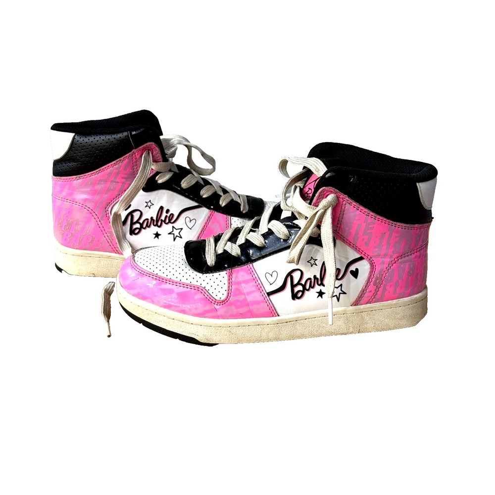 Barbie Mattel High top Sneakers Pink White Youth girls  Shoes Size 4‎
